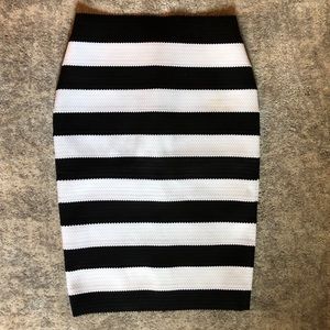 EXPRESS Black and White Stripe Pencil Skirt